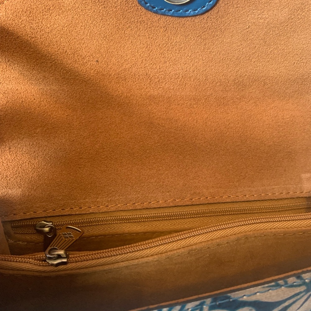 Patricia Nash Teal Blue Floral Leather Top-Handle  Crossbody  NWT - Picture 8 of 12